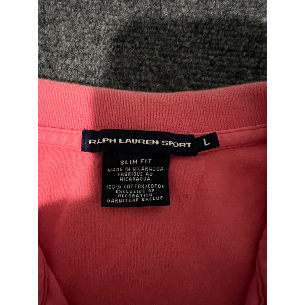 Ralph Lauren Sport Women Slim Fit Polo Shirt Coral Pink Cotton Size L - Picture 3 of 6